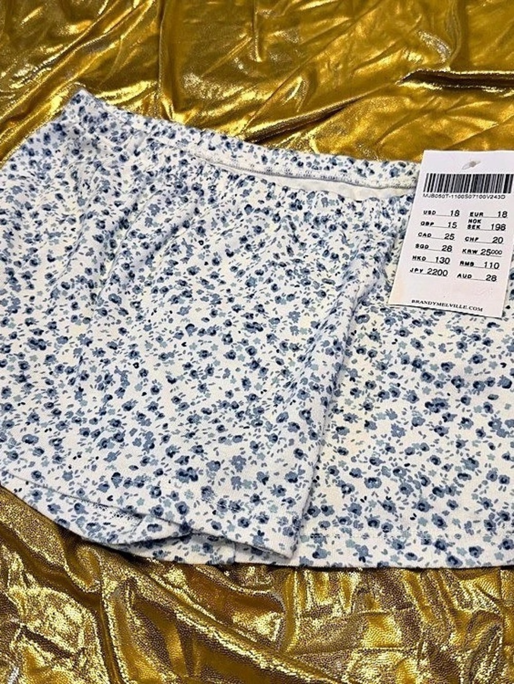 Disney Studios Costume Dept Brandi Melville blue and white floral cotton shorts